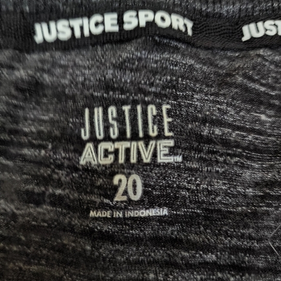Justice Active Sport Volleyball T-Shirt Heathered Grey Glitter Detail Girl's 20 - Picture 3 of 4